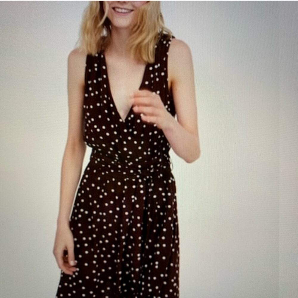 Zara Basic brown polka dot romper - image 1